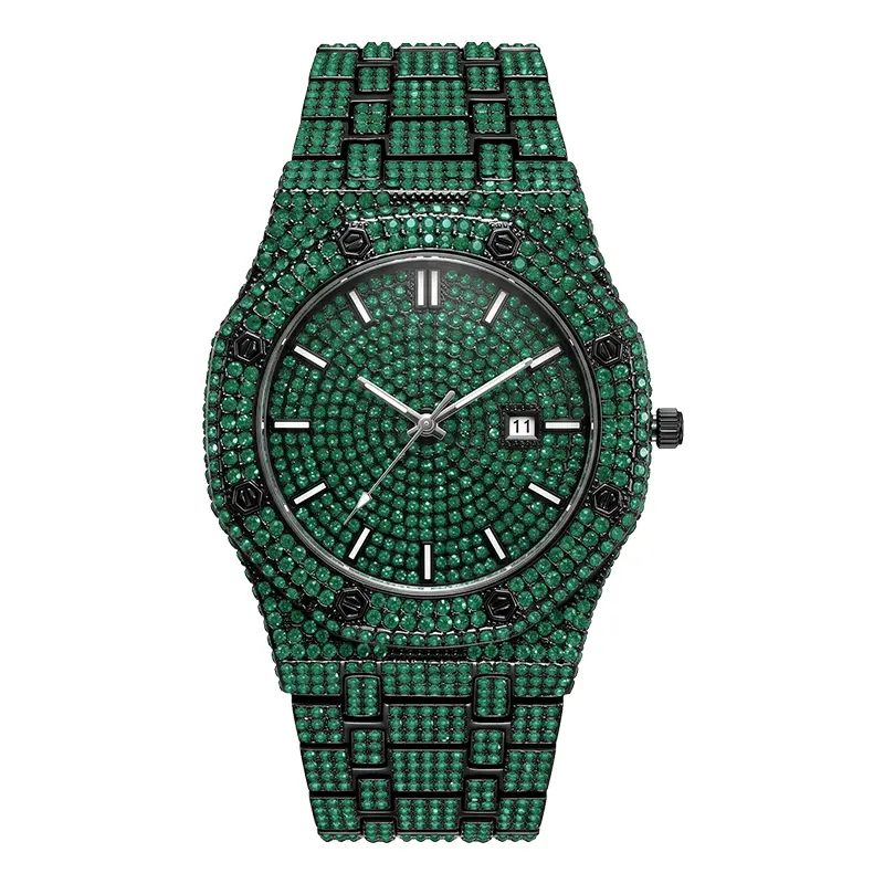 Iced Out Octagon green Watch FX117
