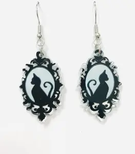 Cat In Picture Frame Earrings