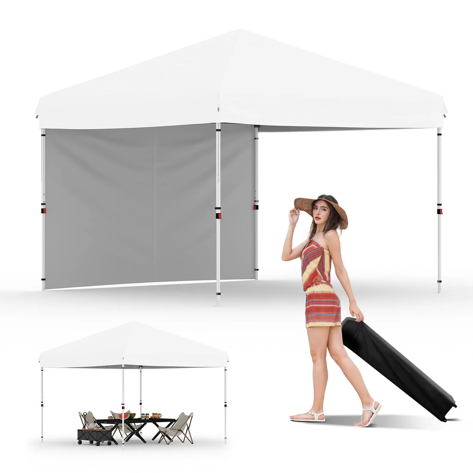 Garvee 10x10 Pop Up Canopy Tent Outdoor Canopy One-Person Set Up Heavy Duty Commercial Instant Tent Shelter