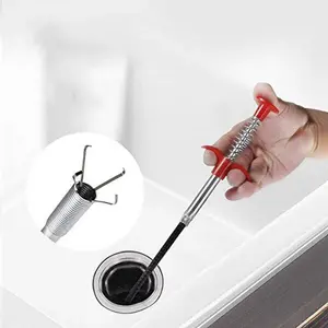 Drain cleaner hook (stainless steel), flexible design, used to clear clogged pipes. Suitable for unclogging and cleaning toilets, sewers, shower rooms, kitchens, bathrooms, bathtubs, etc. Not suitable for smaller pipes!