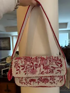 Trending Beaded Bags - Pink Floral with bag charm