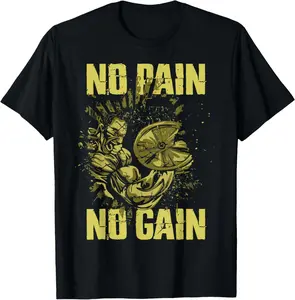 100% Cotton Bodybuilding Shirts for Men No Pain No Gain Bodybuilder Gym T-Shirt