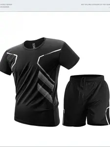 Men's Sportswear Set Short Sleeve + Shorts Quick-Dry Summer Outdoor Running Tee & Shorts, Ideal for Active Lifestyle, Quick Dry Activewear