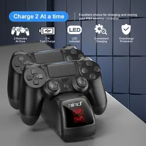 1 black charging dock for PS4 controllers, Dual Controller Charger, dual charging for PS4 gamepads, 2-hour fast charging - dual USB ports, LED indicator, compatible with PS4/PS4 Slim/Pro controllers, Console Controller Accessories