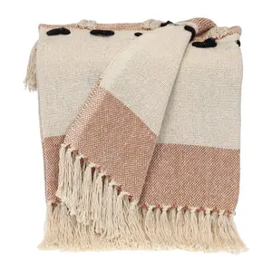 360 Stand Handwoven Vintage Cotton Rectangle Throw Blanket - 50x60 in, Parkland Transitional Variegated Stripes Design, Brown, Bohemian Vibe, Bohemian Decor, Boho Blankets, Bohemian Style Blankets
