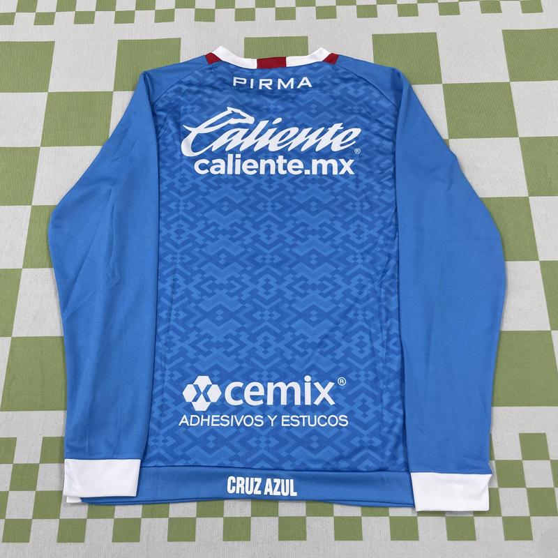 24 25 MEXICO CRUZ AZUL LIGA MX Home Long Sleeve Soccer Jersey Quick Dry Fan Edition