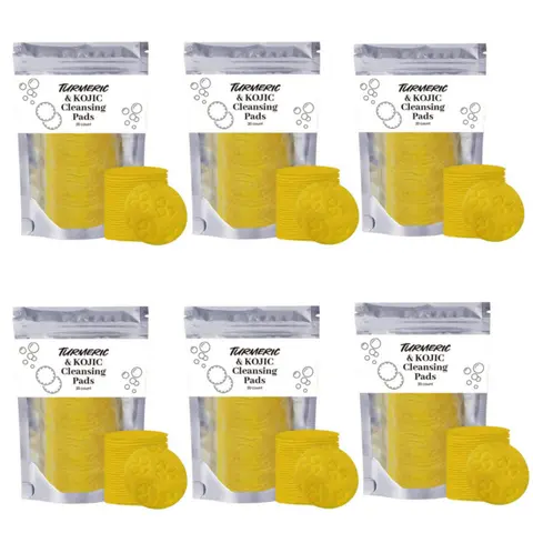 GALHJCZ Turmeric Lemon Kojic Chamomile Daily Facial Makeup Remover Cleansing Pads Pack - Korean Adults' Face Care, Vitamin C, Citric Acid, Vegetable Glycerin, Exfoliating, Deep Pore Cleanser, Hydrating, Radiant Skin, Acne-Prone Skin Friendly, Citrus Aroma