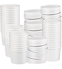 12 oz Kraft Paper Lidded Bowl Set, 50-Pack Leakproof Disposable Biodegradable Containers for Hot/Cold Foods (Disposable Kitchenware Cookware)