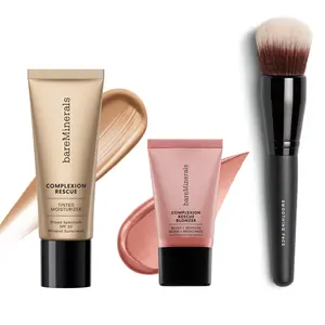 bareMinerals Complexion Rescue Tinted Moisturizer + Blonzer + Smoothing Face Brush Bundle -  Foundation with SPF