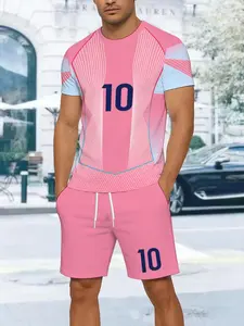 Men's Barcelona Series Football Jersey and Shorts Set, Soccer Jersey Outfit, Lightweight Breathable, Perfect for Sports Training Casual Wear Team Activities, Everyday Activewear