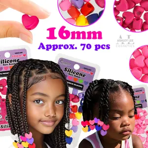 2 Pack Heart Shaped Silicone Hair Beads – 70 PCS 16mm, Premium Soft Rubber, Noiseless, Painless, Light for Women Girls Stylish Braiding