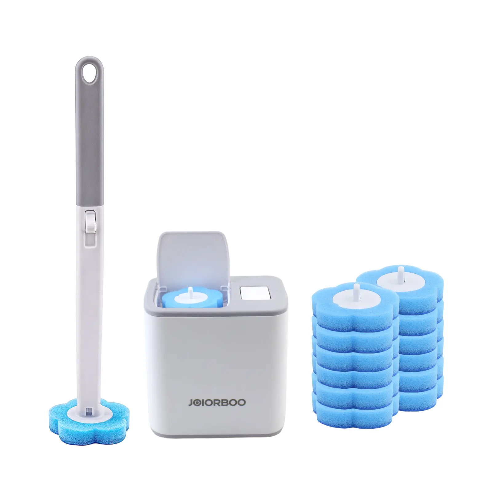 JOIORBOO Upgrade Disposable Toilet Brush, Disposable Toilet Cleaning Set with Holder & Refills, Extended Handle Bowl Brush for Hygienic Bathroom Maintenance, 30 Disinfecting Heads Included,summerwins,home essentials