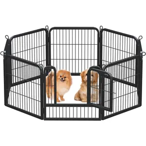 Yaheetech 25″ Tall Dog Playpen, Steel 6/8/12/16 Panels Dog Pet Exercise Barrier Outdoor Indoor Fence with Door