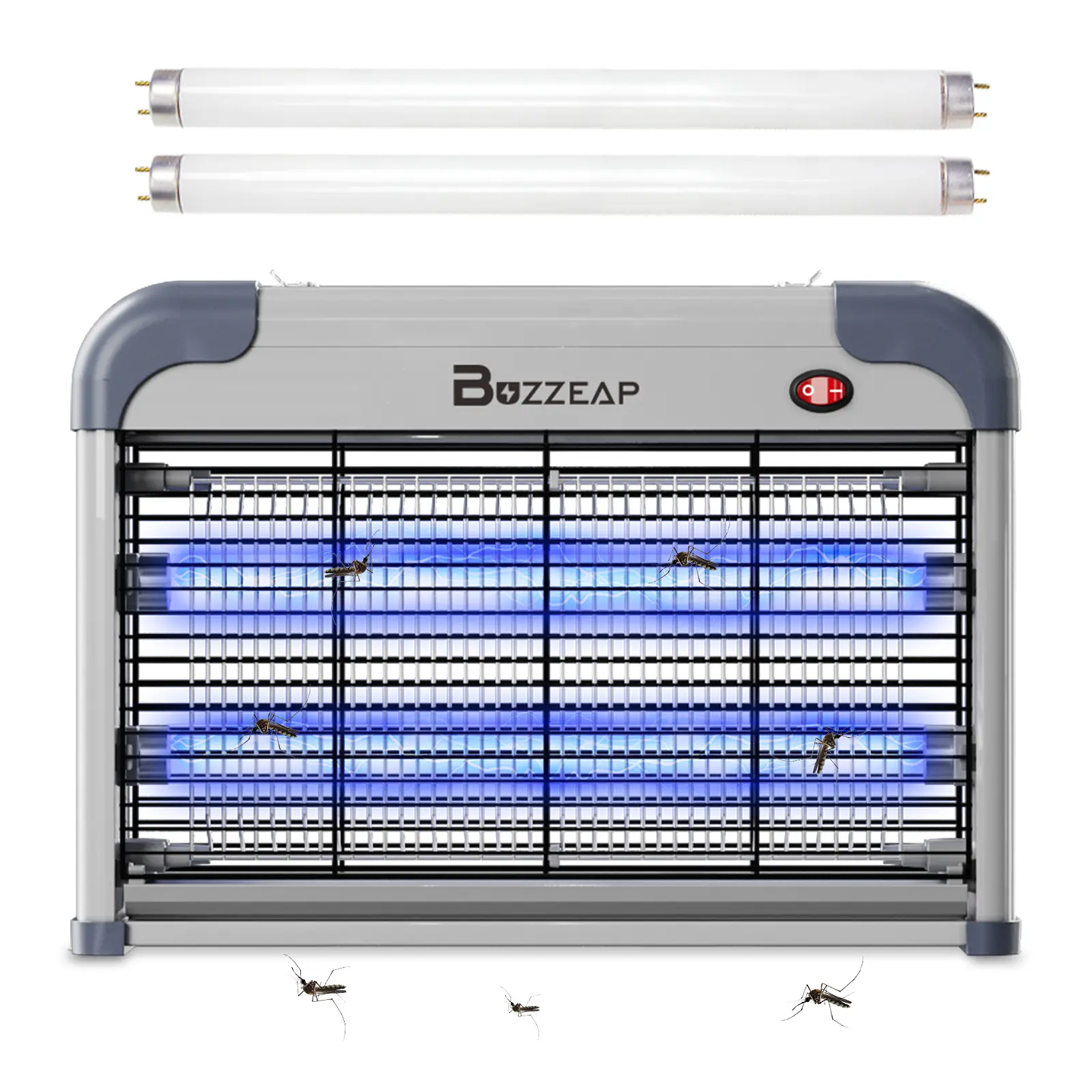 Buzzeap 20W Indoor Electronic Bug Zapper - 2 Extra Replacement Bulbs, 2800V Powerful Electric Mosquito Control, Quiet Pet-Safe Chemical-Free Household Appliance for Bedroom, Kitchen