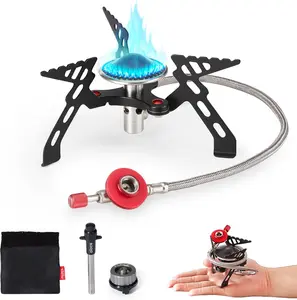 Alocs 2800W Backpacking Stove, Portable Camping Stove with Ignition, Mini Camp Stove with Butane Adapter, Foldable Gas Stove with Carry Bag for Outdoor Cooking, Hiking, Picnic, Emergency use