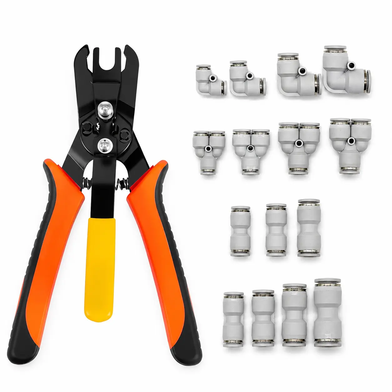 Disconnect Pliers Kit - Pneumatic Air Line Push-to-Connect Hose Removal Tool with 15 Fittings