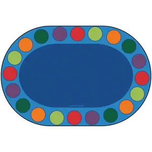212 MAIN Anti-Bacterial Oval Shape Classroom Use Kids Circletime Rug, 6ft9in x 9ft5in Nylon Fiber Seating Circles Rug (Model 4206)