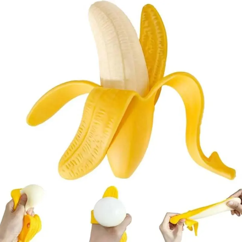 Bananas Fruit Squeeze Toys, Banana Squishies Soft Squishy for Stress Relief Stress, Squishy Sensory Fidgets, Sensory Stress Reliever, Stretchy Fidget Toys for Fun  Basket Stuffer Gift Birthday Party Stress Ball Squishy