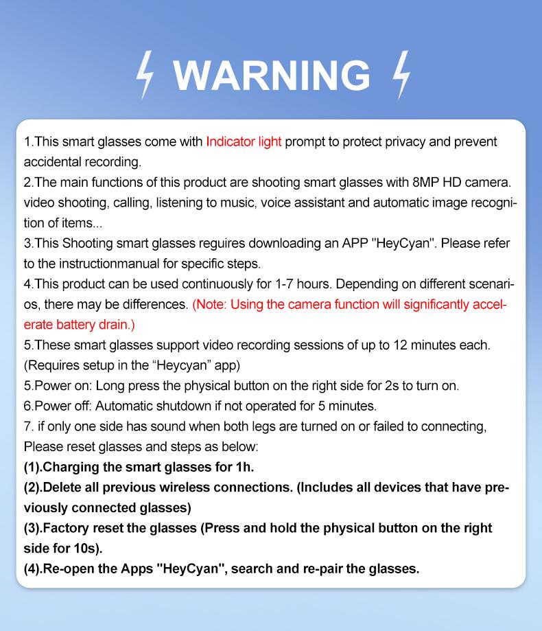 Smart Bluetooth Glasses with Camera, 1080p Video Recording Wearable Glasses, Multifunctional Wireless Audio Glasses with Headphone, Outdoor Sports Camera Sunglasses with Intelligent Voice Assistant, Anti-blue Light Protection Eyeglass fathersdaygift