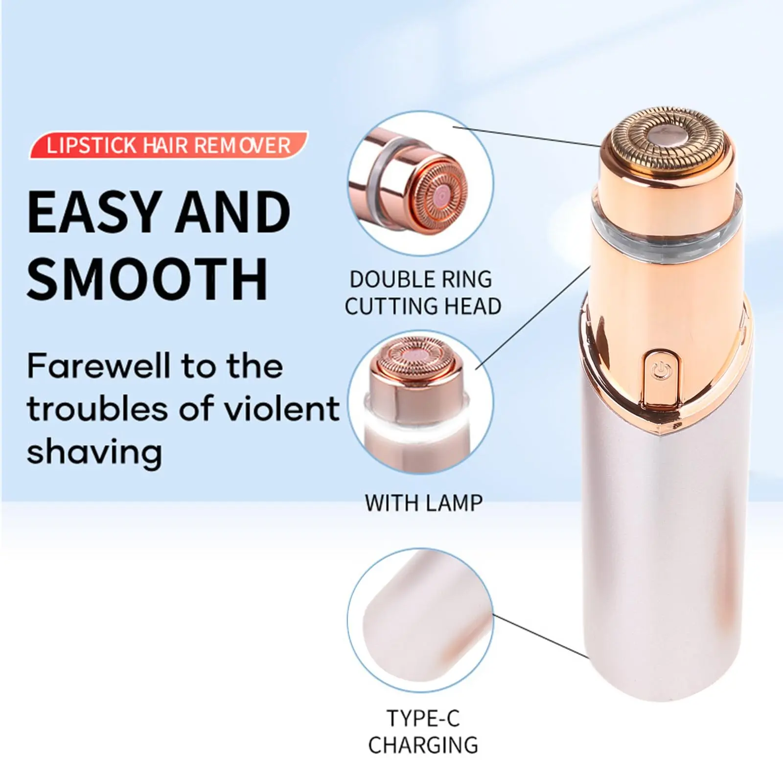 Painless Eyebrow Hair Remover for Women - Electric Precision Razor with LED Light for Smooth, Instant Results