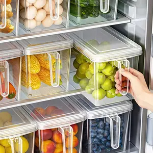 3-Piece Sturdy Refrigerator Storage Boxes with Handles, Food Preservation Containers for Organizing Vegetables, Grains in Kitchen