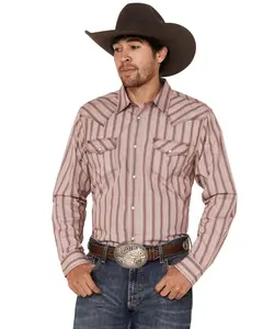 Moonshine Spirit Men's Canyon Striped Long Sleeve Pearl Snap Western Shirt - Mssp23w1-Burg