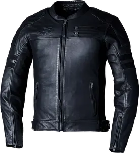 RST IOM TT Hillberry 2 CE Jacket Black Leather with Zipper Details and Pockets ARMOUR CE Certified for TT Enthusiasts Premium Design & Protection