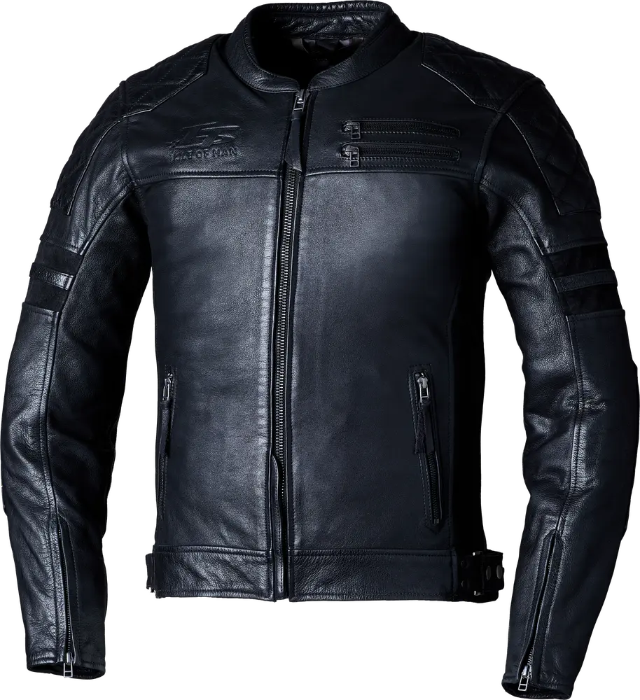RST IOM TT Hillberry 2 CE Jacket Black Leather with Zipper Details and Pockets ARMOUR CE Certified for TT Enthusiasts Premium Design & Protection