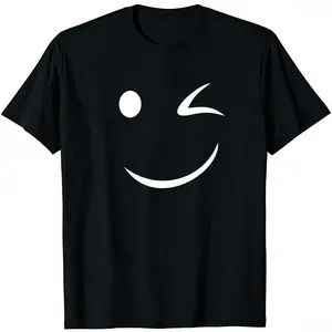 Happy Wink Smile Face Graphic Novelty Funny Winking T Shirt for men women
