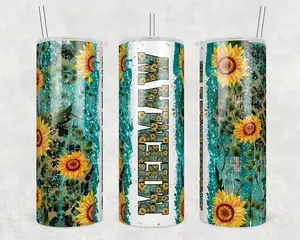 MeeMaw Sunflowers and Leopard Confetti Tumbler