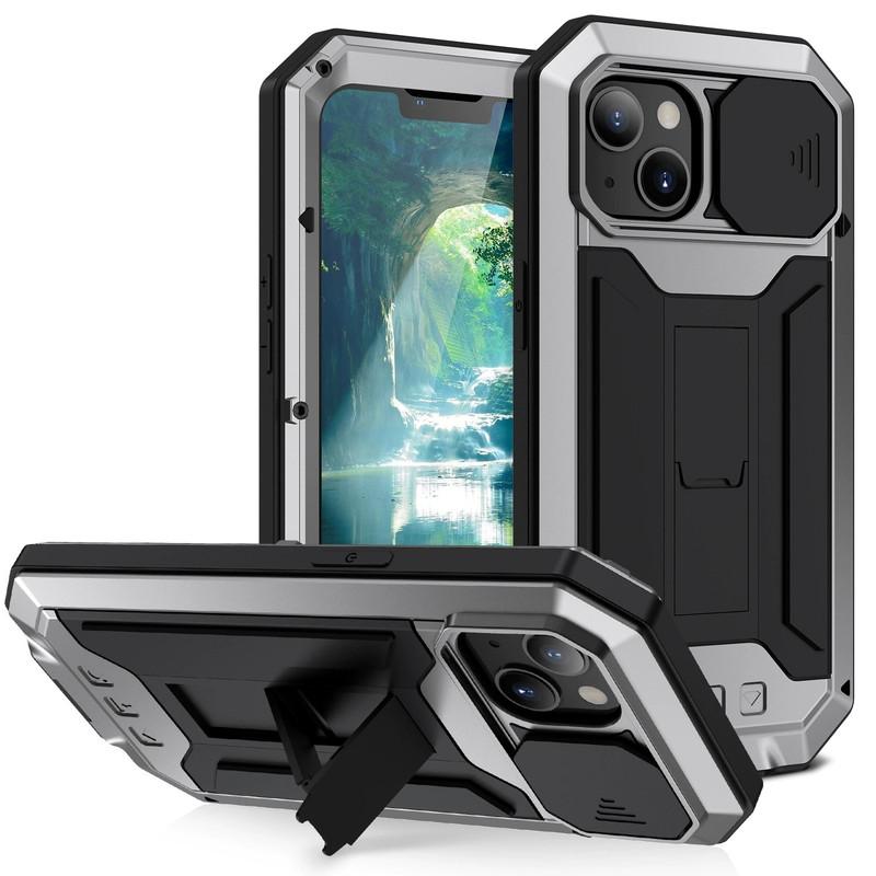 Compatible with iPhone 17 Pro Max/ 16/15/14/13 shockproof metal invisible stand phone case-hn227-3