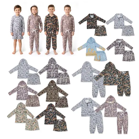 Boys  Camo 2-Piece Set - Cute Comfy Casual Sweatshirt & Shorts, Kids' Fashion Must-Haves for 4-5 Years Old Boys, Camouflage Set, Print Set, Child-Sized Boys' Sets