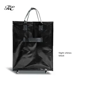 Jacquard Christmas Gift Bag with Wheeled Trolley Eco-friendly Reusable Fashionable Travel Case for Station Wagons and Camper Vans Night Shines Black - Holiday Gifting