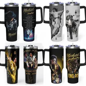 [Collection] Frostsip Michael Movie Series 40oz Insulated Tumbler With Handle, King of Pop Inspired Stainless Steel Travel Mug With Straw, Leakproof Cup Holder Friendly Drinkware, Hot Cold Tumbler Gift for Music Fans, Movie Lovers, Collectors, Daily Use