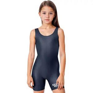 Exxact Sports Youth Girls Navy Compression Fit Wrestling Singlet - High-Cut, Full-Coverage, Breathable Female Athlete Gear for Improved Blood Circulation