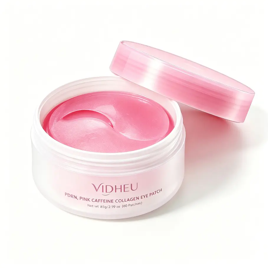 Hydrogel Under Eye Patches, VIDHEU PDRN Pink Caffeine Collagen Jelly Eye Mask, Refreshing Cooling Eye Patches to Reduce Puffiness, Firming for Fine Lines, Korean Skincare