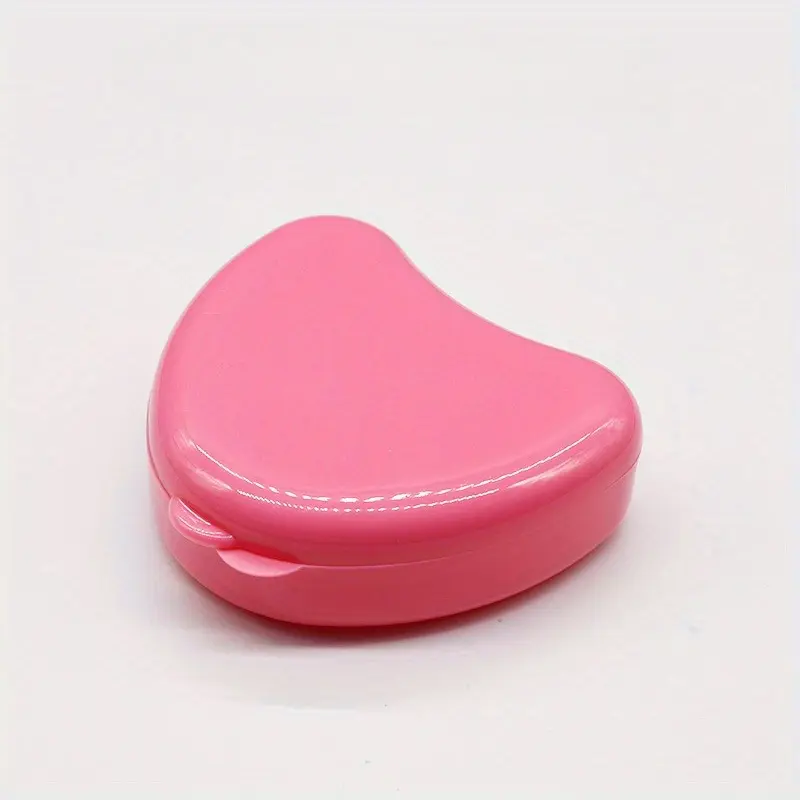 1pc Color Plastic Oral Denture Box, Heart-shaped Denture Box, Heart-shaped Tooth Retainer Storage Box, Cute Tooth Box, Heart-shaped Tooth Storage Box, Multifunctional Appliance