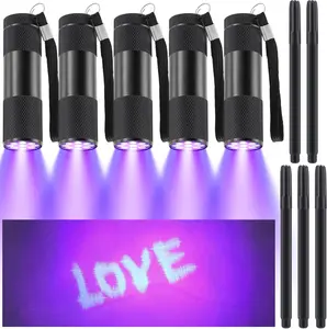 10 Pcs Blacklight Pen t 5 Invisible Ink Pen 5 Blacklight Flashlights, UV Pen Invisible Ink Marker Black Light Markers for Spy cret Holiday Gift Party Favors(Classic)