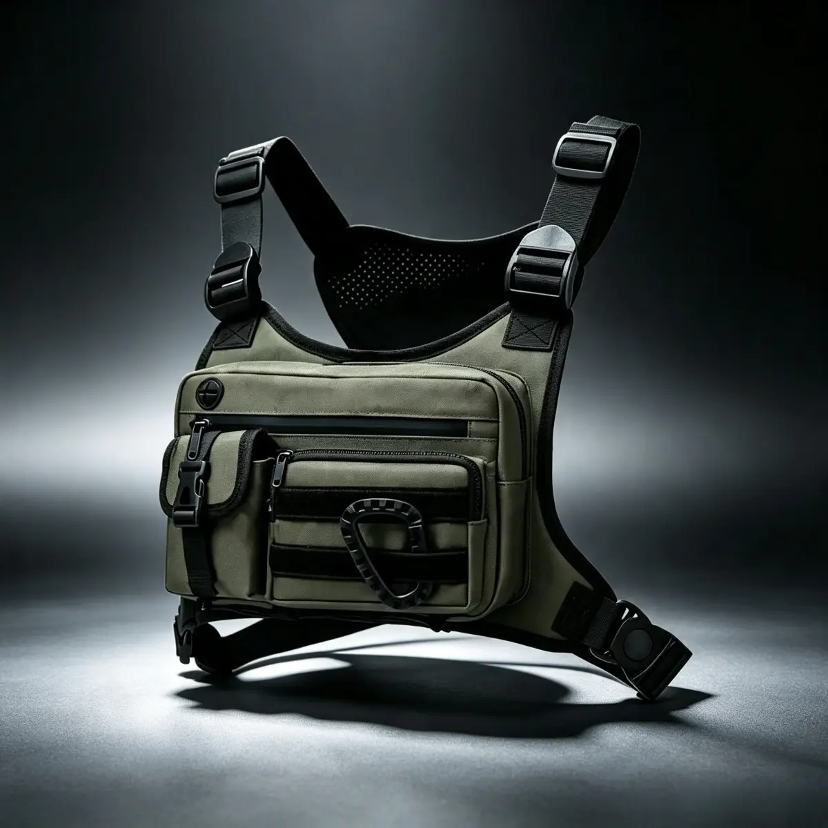 Men's Tactical Chest Rig Bag, Waterproof Multi-Pocket EDC Crossbody Vest Pack, Techwear Utility Harness Front Backpack for Running, Hiking, Outdoor Sports