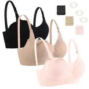 3 Pack Nursing Bras for Breastfeeding Maternity Bra Wireless Seamless Sleeping Bralette for Women with Extra Extenders