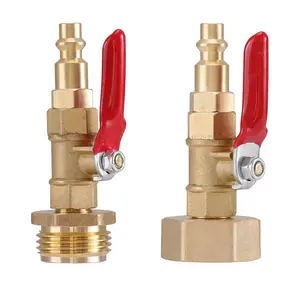 Winterize Blowout Adapter Winterizing Tool with 1/4" Quick Connect Plug and 3/4" Garden Hose Threading, Brass Quick Fitting with Ball Valve for Blowing Out Water to Winterize Water Lines
