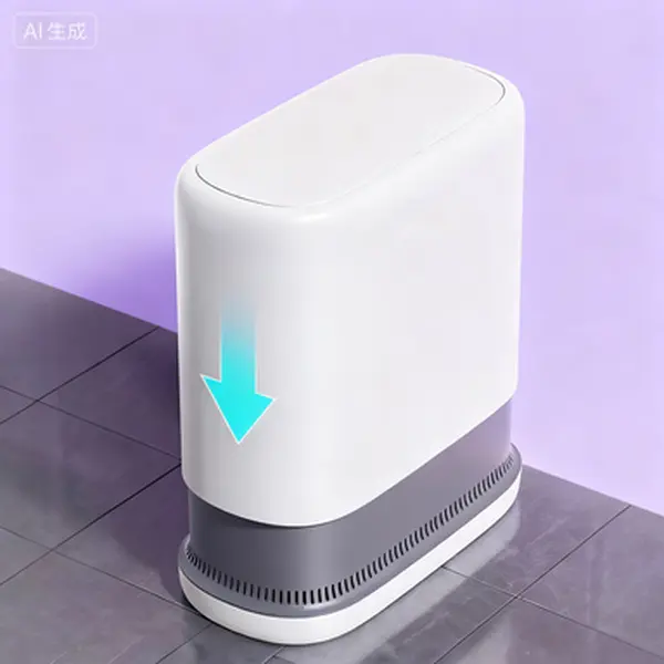 10L Slim Plastic Trash Can with Press-Top Lid & Cover, Dogproof Narrow Bathroom Toilet Wastebasket, Modern Space-Saving Small Dustbin for Home (Ideal Gift for Bathroom Supplies Needs), Adsorption Lid, 3.8 Gallons