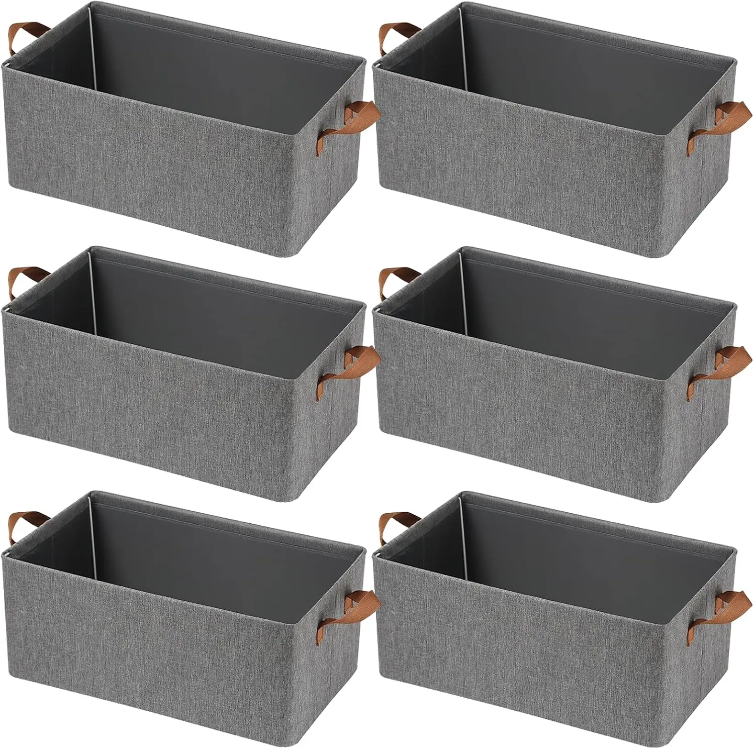 Large Capacity Storage Bins Closet Organizer System,Sturdy Foldable Storage boxes for Organizing Clothing,Sheets,Toys,Books - Shelf Organizer Shelves Basket storage Bin, Organizing Baskets for Shelf,Utility Room, Grey makeup storage organizer,3/6 pack