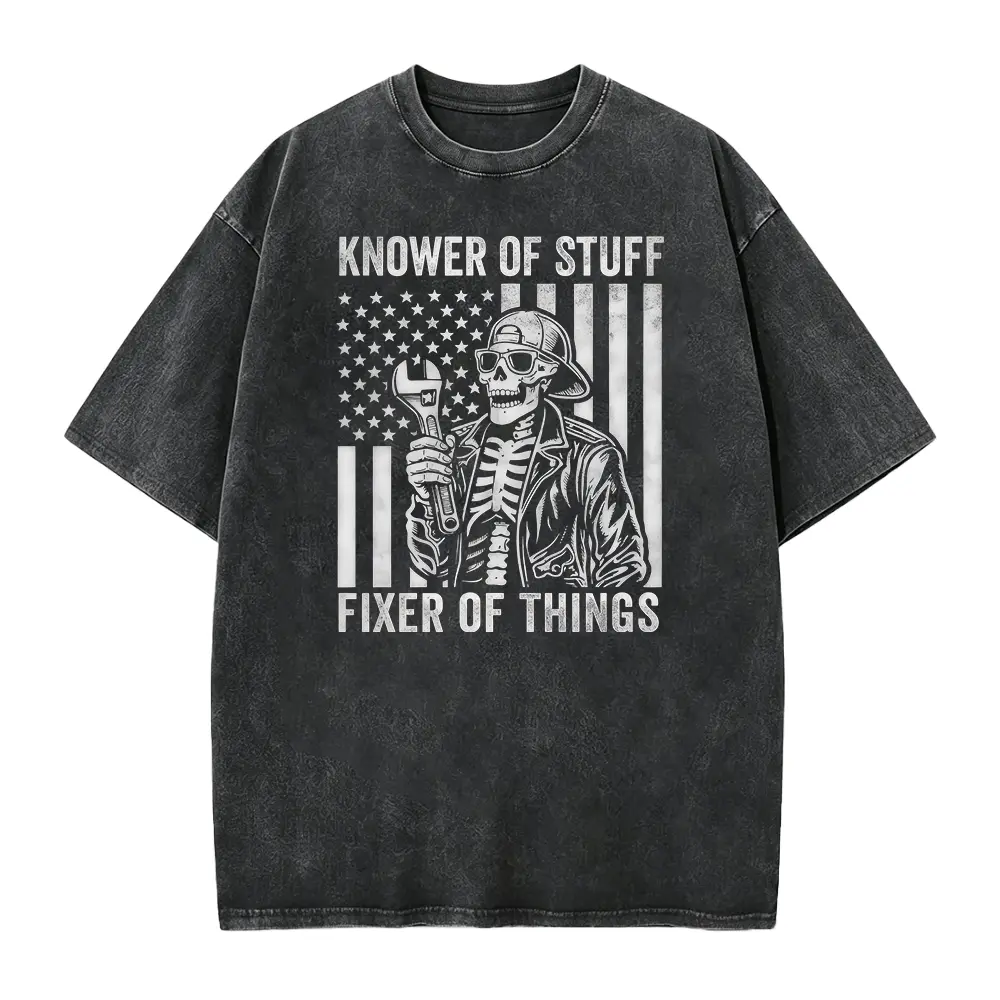Funny Fathers Day Shirt, Knower of Stuff Fixer of Things, Mechanic Dad Shirt, Handyman Dad gift, Husband Gift, Birthday Gift for Dad Men Tee