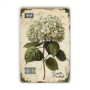 Vintage Hydrangea Metal Sign 8x12 Inches Retro Wall Art Plaque for Home Decor Indoor Outdoor Rustic Decorations Cafe Bar Restaurant Garage Man Cave Gift
