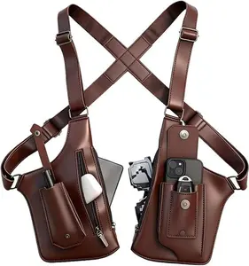 Anti-Theft Shoulder Holster Bag for Men, Double Shoulder Armpit Chest Bag, Premium Leather, Adjustable Straps, Phone Wallet Pocket - Travel, Outdoor, Unisex Underarm Pouch | Waterproof, Anti-theft, Adjustable shoulder, Multiple pockets