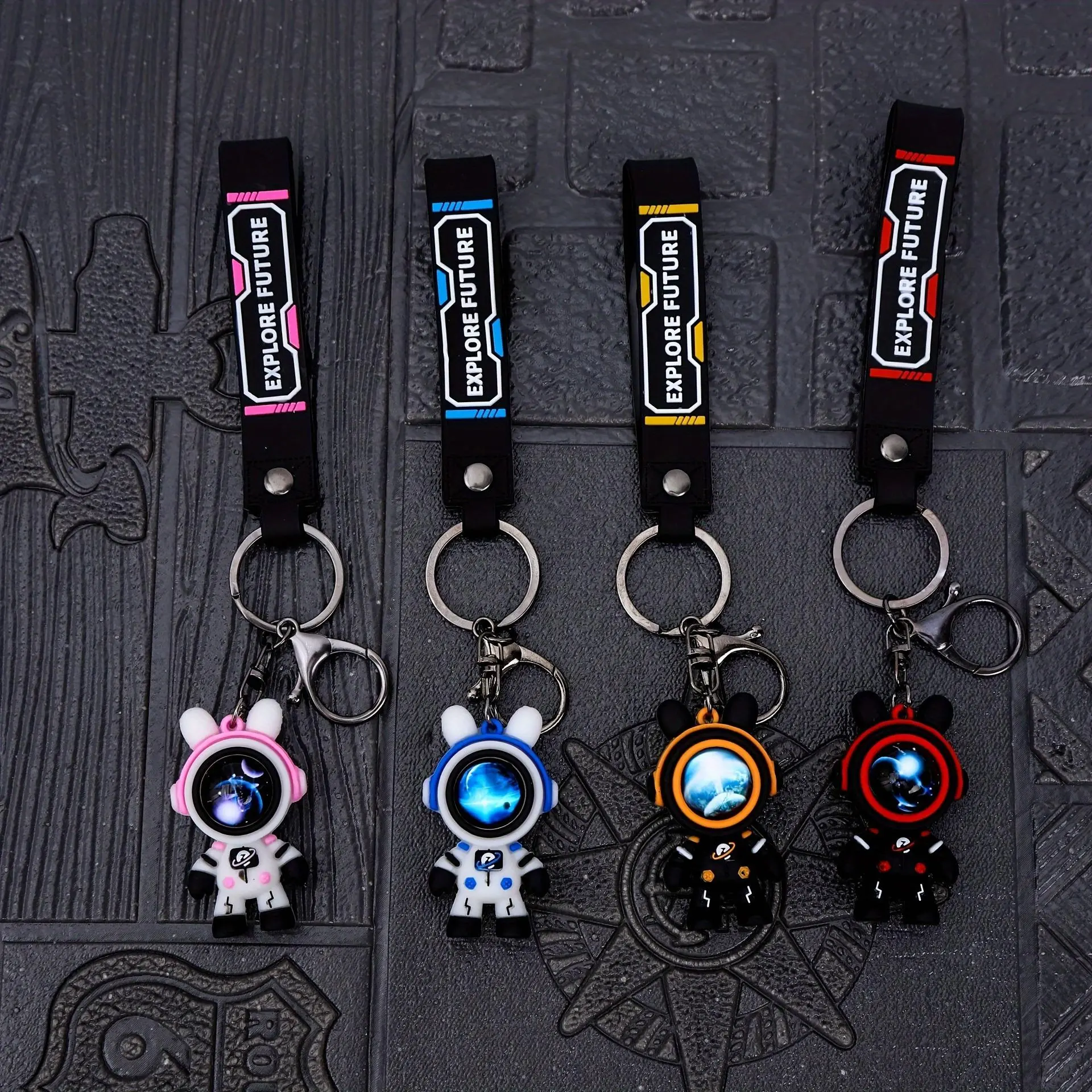 1pc Durable Cute Silicone Lightning Bear Keychain - Fashion Resin Cartoon Character, Casual Clip, Car Interior Decoration, Backpack Charm, Ideal Gift For Adults