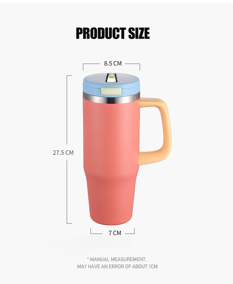 40 oz Stainless Steel Tumbler with Insulated Vacuum Cup - Flip Straw Mug with Leak-Proof Lid, Handle. One-Click Drinking Water Bottle, Car-Friendly for All Day Hot & Cold, 2026 NewYear Gifts