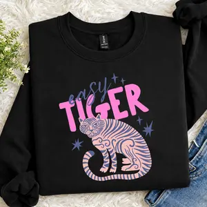 Easy Tiger Shirt, Retro Tiger Shirt, Tiger Graphic Tee, Trendy Boho Shirt, Cool Tees for Women, Retro Vintage