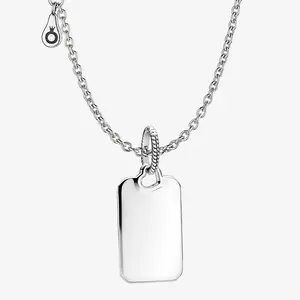 Engravable Rectangle Tag Pendant Necklace Set
